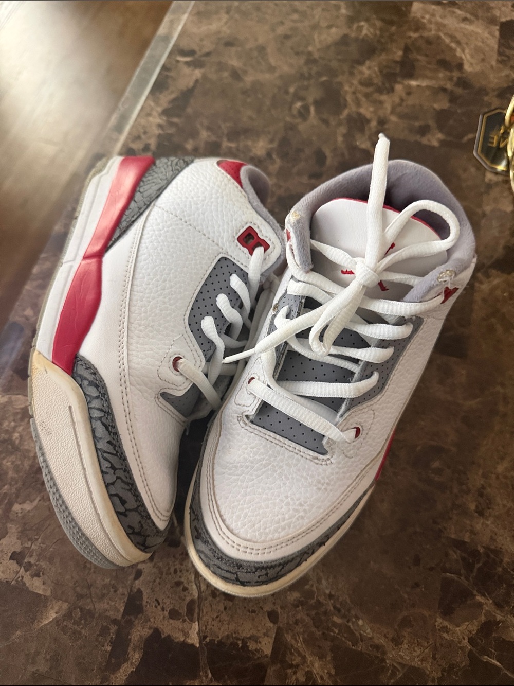 Jordan Kids White Sneakers with Gray and Pink Accents